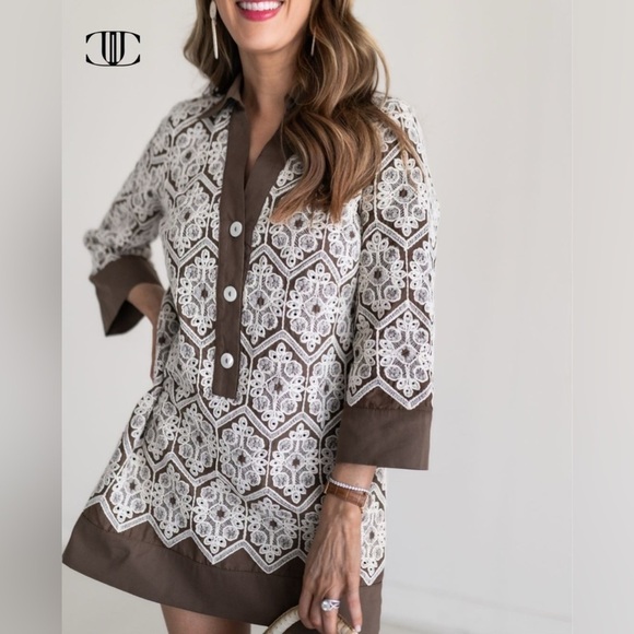 NEW Tuckernuck Mocha Mousse Lace Collier Dress XL - Picture 12 of 12